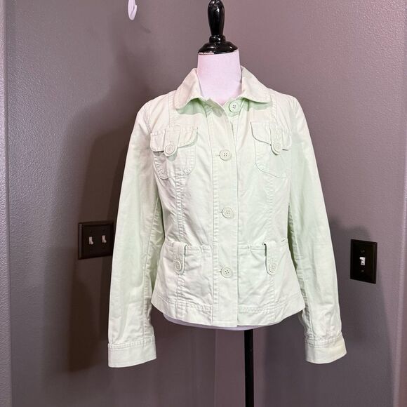 LOFT Green Utility Jacket with Fitted Silhouette - Picture 1 of 9